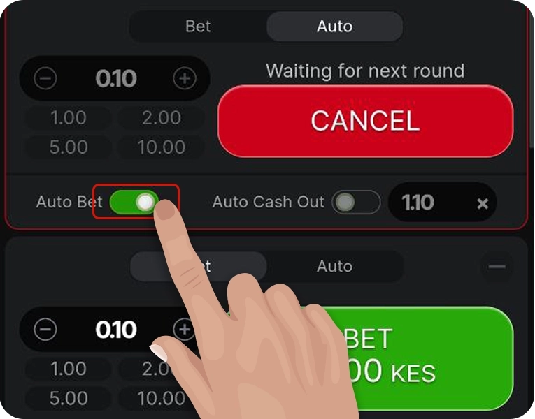 AUTO button to repeat the bet