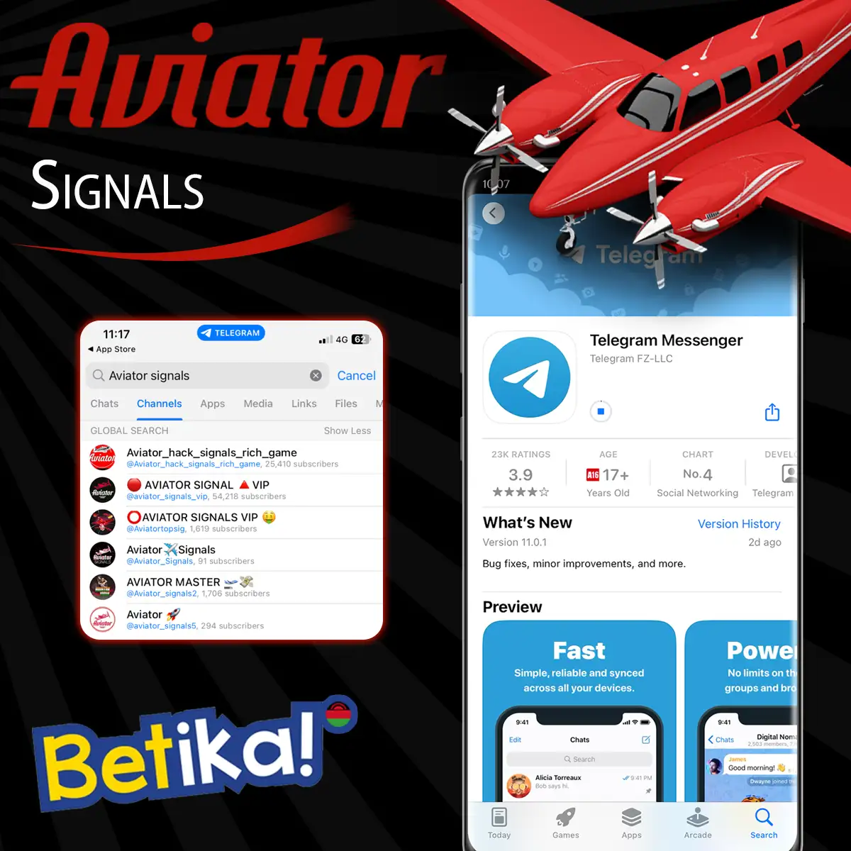 Betika Aviator signals in Telegramm