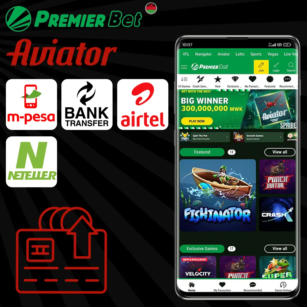 Payment systems in Premier Bet