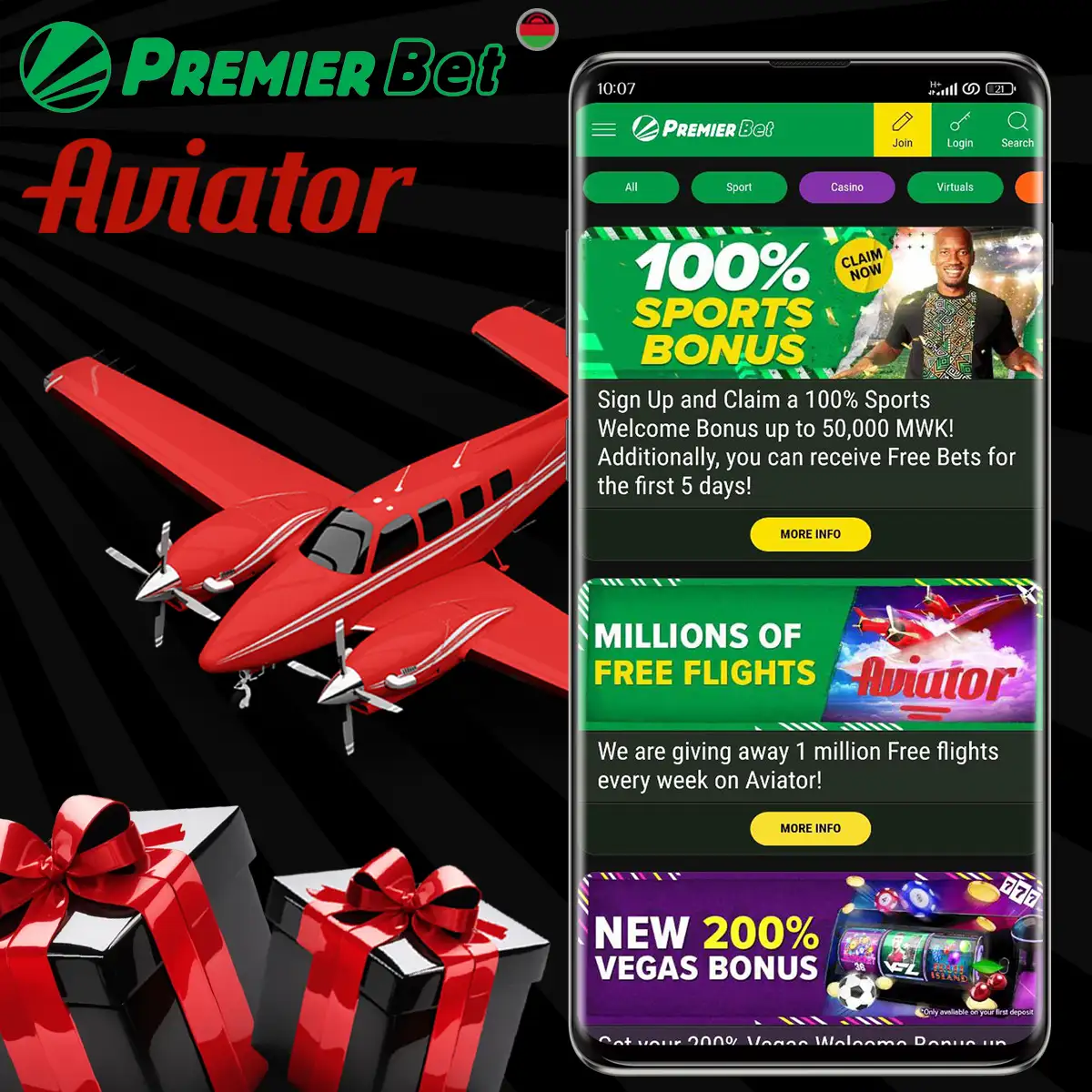 Premierbet Aviator bonuses